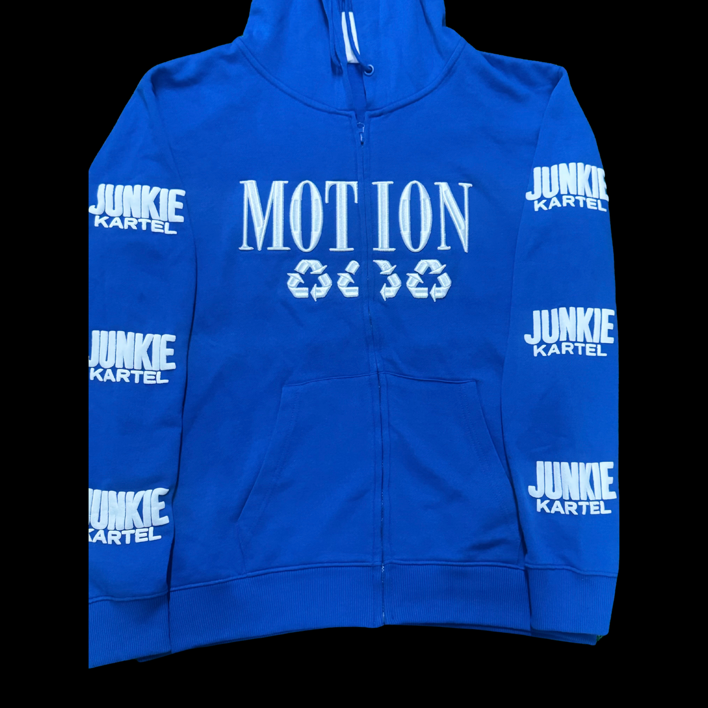 Blue Motion Zip Up Embroidery Hoodie