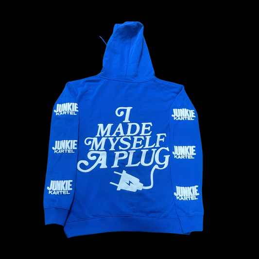 Blue Motion Zip Up Embroidery Hoodie