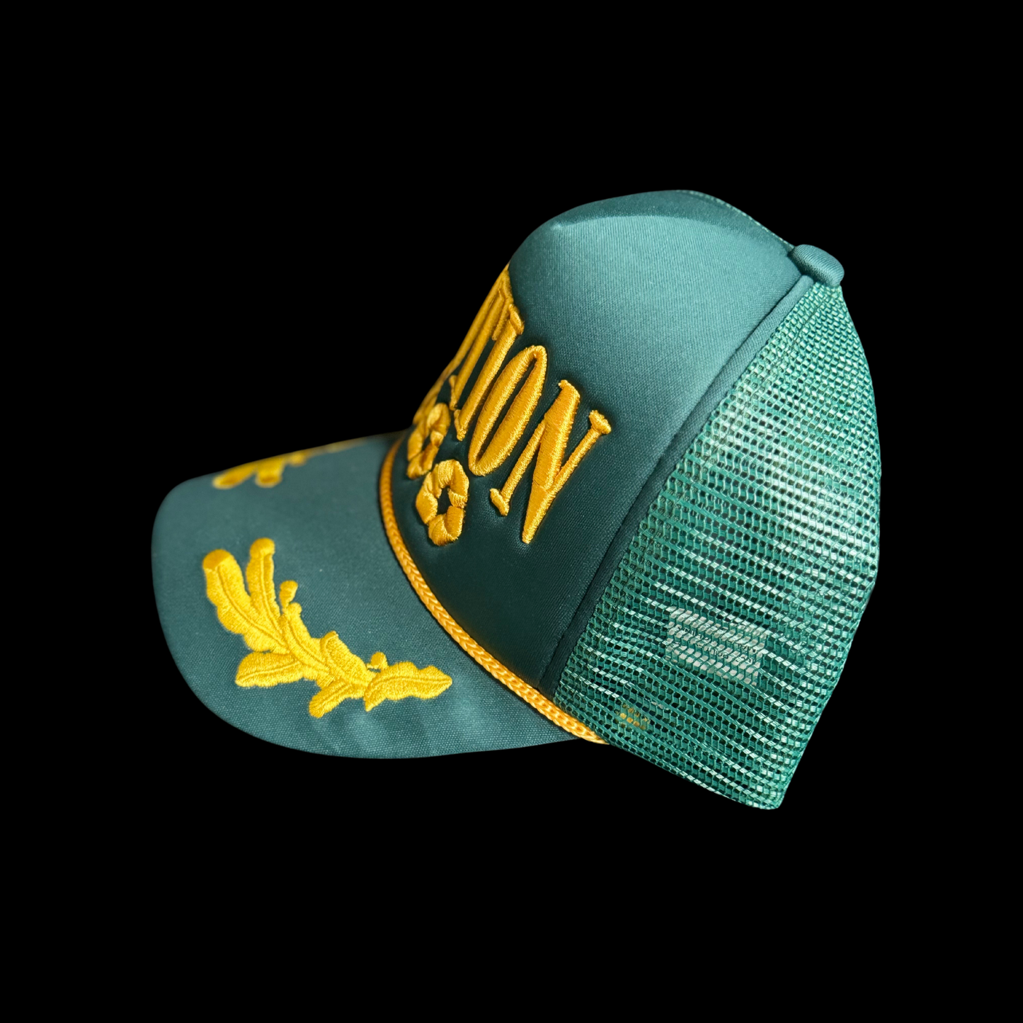 JUNKIE KARTEL MOTION HAT GREEN & GOLD EMBROIDERED