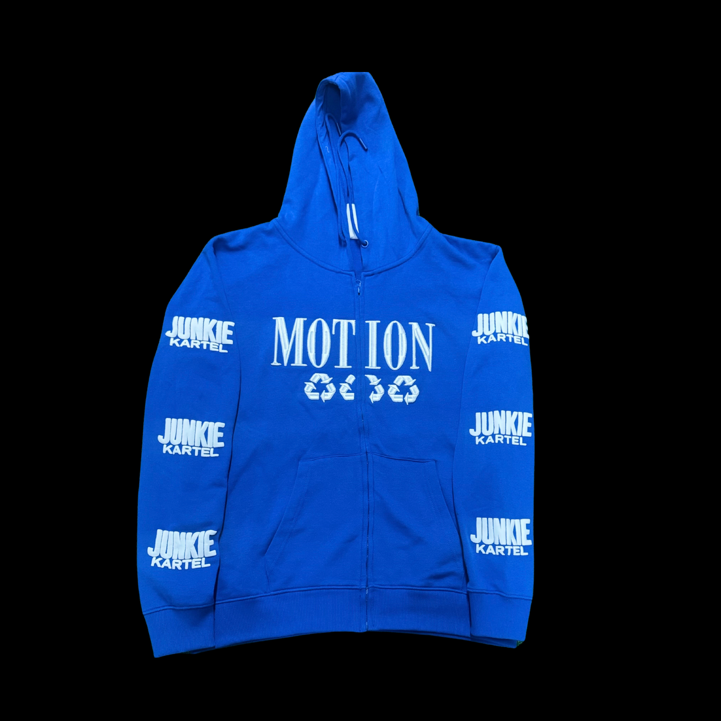 Blue Motion Zip Up Embroidery Hoodie