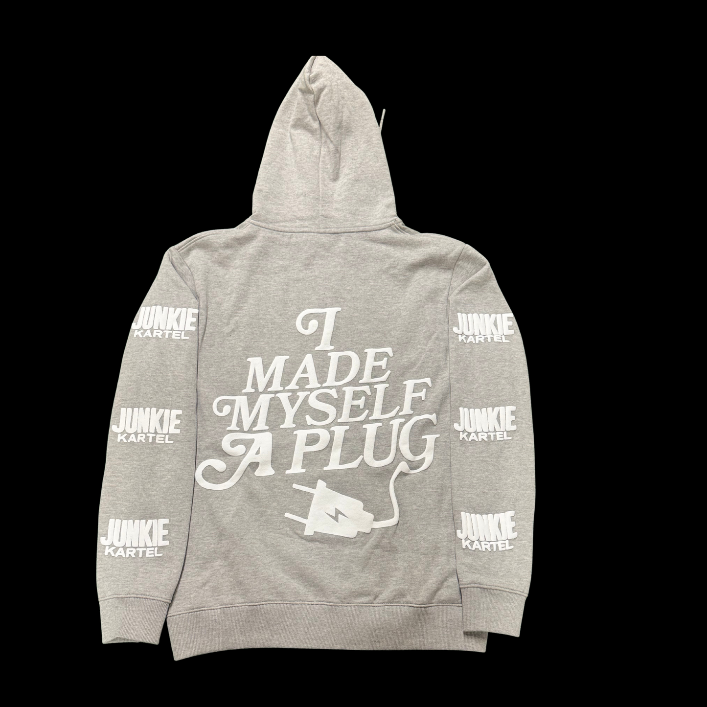 Grey Motion Zip Up Embroidery Hoodie